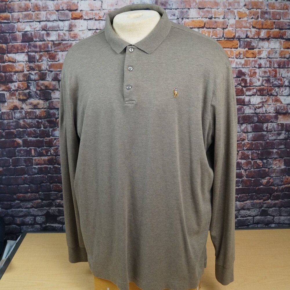 Polo Ralph Lauren Classic Fit Polo Shirt Flesh Pony Long Sleeve Mens XL RECENT